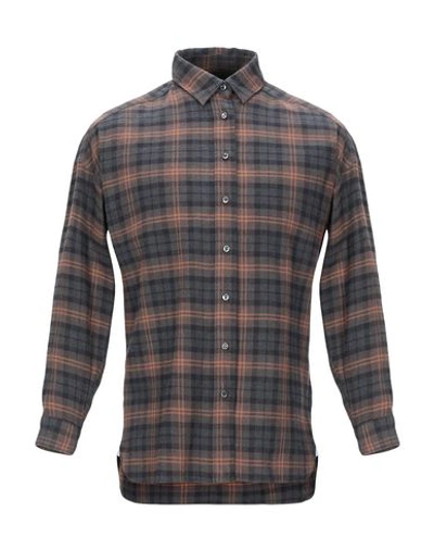 Shop Finamore 1925 Checked Shirt In Brown