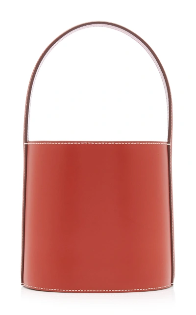 Shop Staud Bissett Leather Bucket Bag In Brown