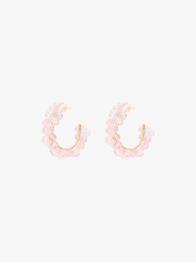 Shop Simone Rocha Pink Wiggle Crystal Hoop Earrings