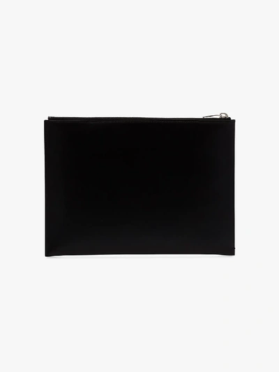 Shop Saint Laurent Black Star Print Leather Pouch Bag