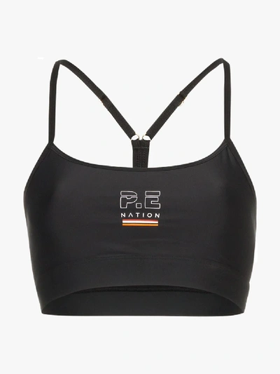 Shop P.e Nation Training Day Logo Sports Bra In Black