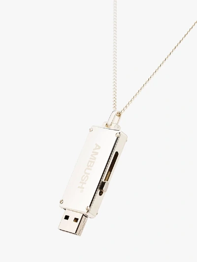 Shop Ambush Silver Tone Usb Pendant Necklace In Metallic