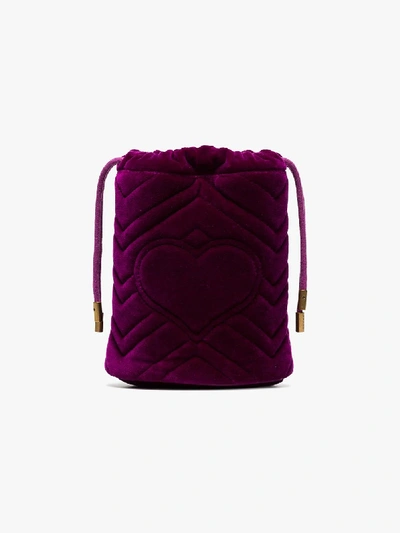 Shop Gucci Purple Mini Gg Marmont Bucket Bag