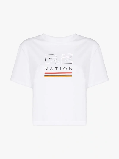 Shop P.e Nation Logo Print Cropped T-shirt In White
