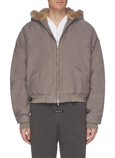 Faux Fur-lined Cotton-corduroy Hooded Jacket In Gray