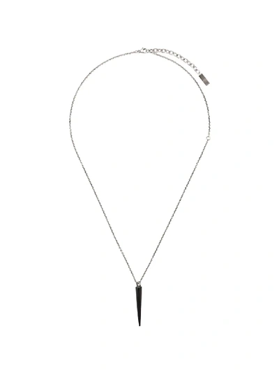 Shop Saint Laurent Spike Pendant Necklace In Metallic