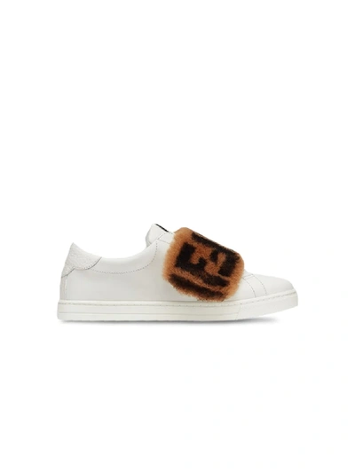 Shop Fendi Ff Fur Trim Sneakers In White