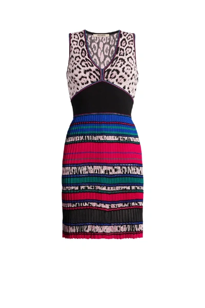 Shop Roberto Cavalli Printed Plissé Knit Mini Dress In Multicolour