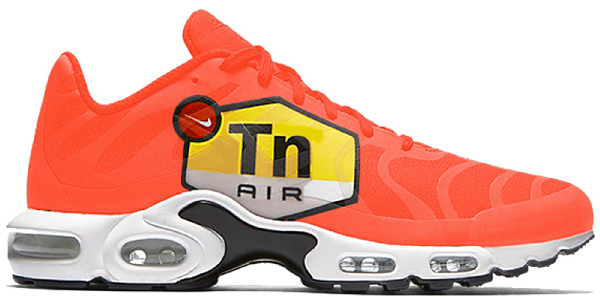 orange and white air max plus