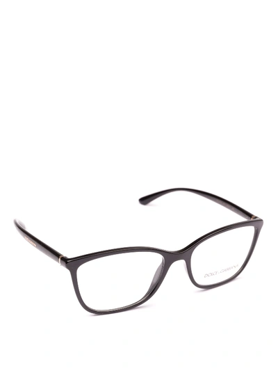 Shop Dolce & Gabbana Black Acetate Rectangular Eyeglasses