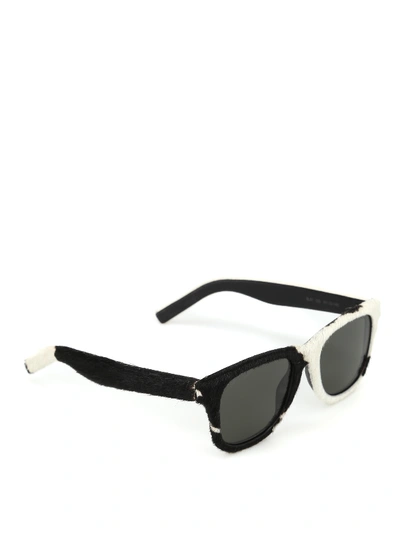 Shop Saint Laurent Classic 51 Haircalf Sunglasses In Black