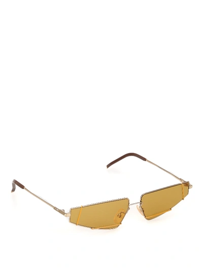 Shop Fendi Geometric Titanium Sunglasses In Yellow