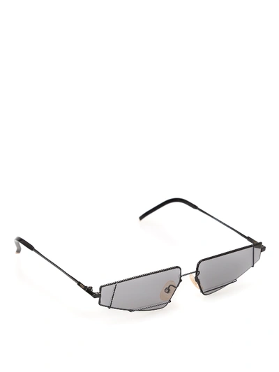 Shop Fendi Geometric Black Titanium Sunglasses