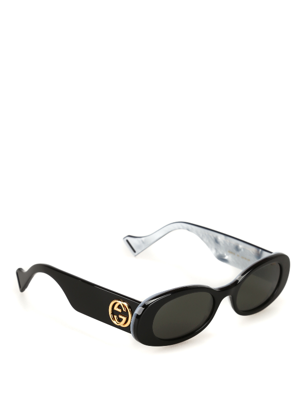 gucci black oval sunglasses