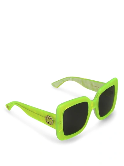 Shop Gucci Pearly Yellow Over Sunglasses