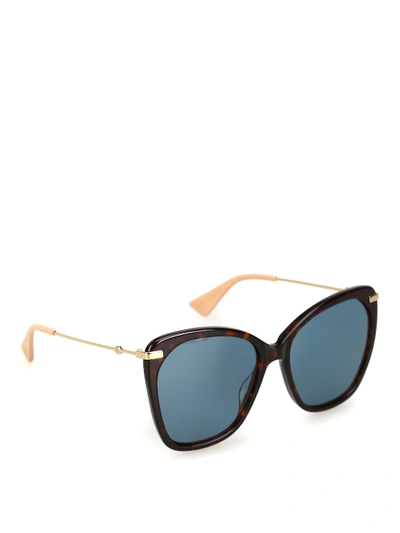 Shop Gucci Web Detailed Cat-eye Sunglasses In Gold