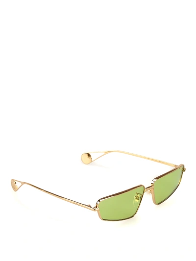 Shop Gucci Green Lens Gold-tone Sunglasses