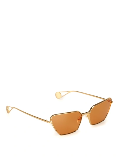 Shop Gucci Orange Lens Gold-tone Metal Sunglasses