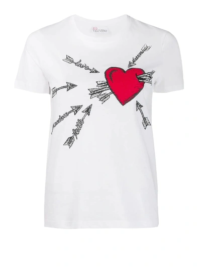 Shop Red Valentino Heart In Love Print T-shirt In White