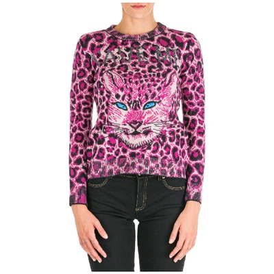 Shop Alberta Ferretti Women's Jumper Sweater Crew Neck Round Love Me Wild In Pink