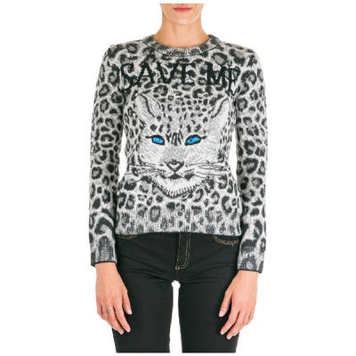 Shop Alberta Ferretti Women's Jumper Sweater Crew Neck Round Love Me Wild In Grey