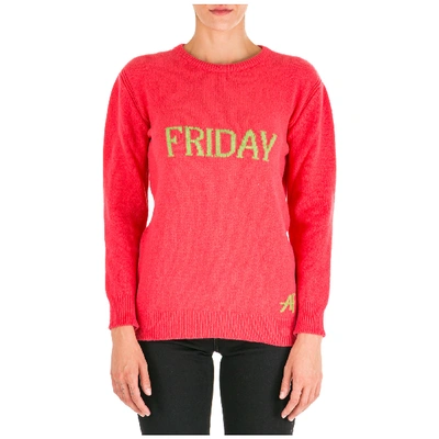 Shop Alberta Ferretti Women's Jumper Sweater Crew Neck Round Rainbow Week Friday In Pink