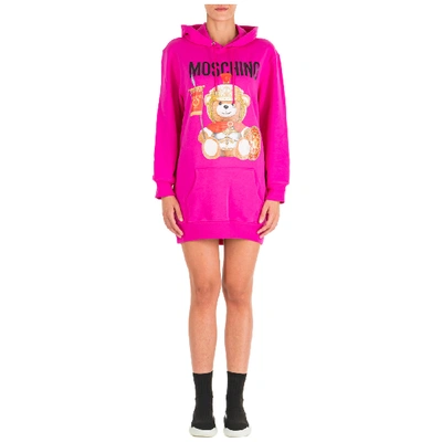 Shop Moschino Women's Sweatshirt Dress Roman Teddy Bear In Pink