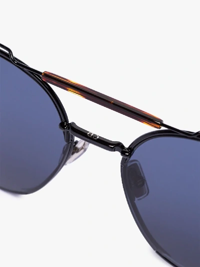Shop Dior Eyewear Black Clip Frame Round Sunglasses