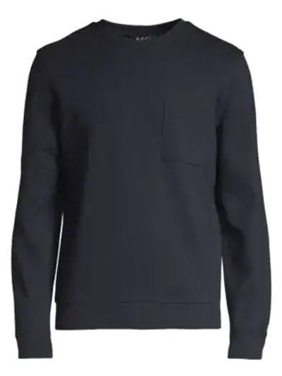 Shop Apc Crewneck Cotton Sweatshirt In Marine