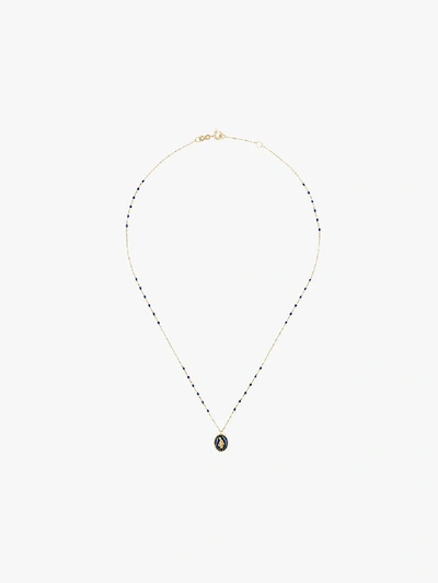 Shop Gigi Clozeau 18k Yellow Gold Penguin Charm Necklace In 102 - Blue