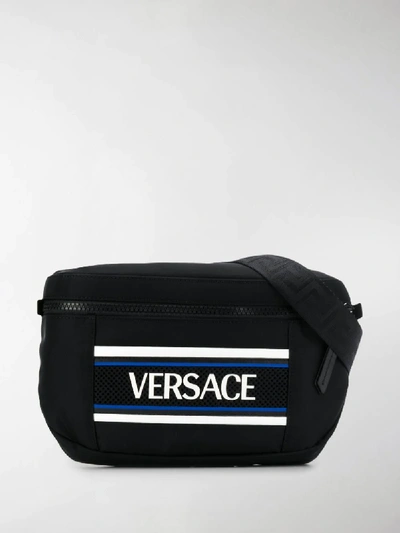 Shop Versace Contrast Logo Belt Bag In Black