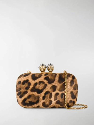 Shop Alexander Mcqueen King Queen Leopard Clutch In Neutrals