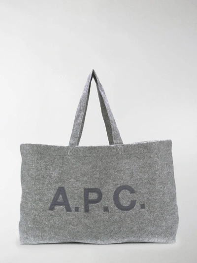 Shop Apc Oversized Felt Tote In Grey