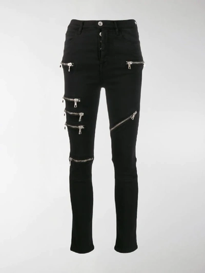 Shop Ben Taverniti Unravel Project Multi Zip Skinny Trousers In Black