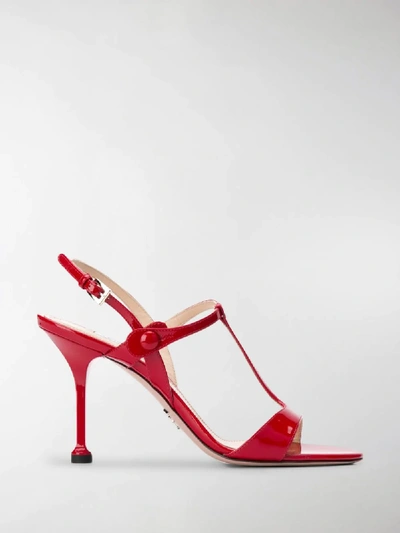 Shop Prada Slingback Stiletto Sandals In Red