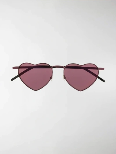 Shop Saint Laurent Heart Shaped Sunglasses In Pink