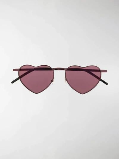 Saint Laurent Heart Shaped Sunglasses In Pink