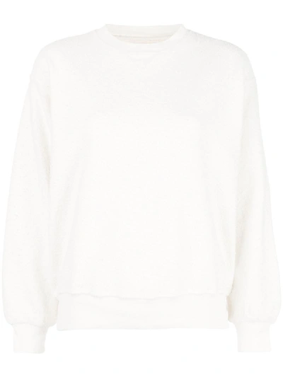 Shop Anine Bing Lou Terry Style Sweatshirt In White