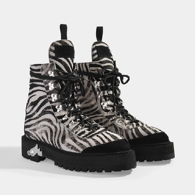 Shop Off-white All Over Hiking Boots In Zebra Printed Calf Leather