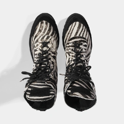 Shop Off-white All Over Hiking Boots In Zebra Printed Calf Leather