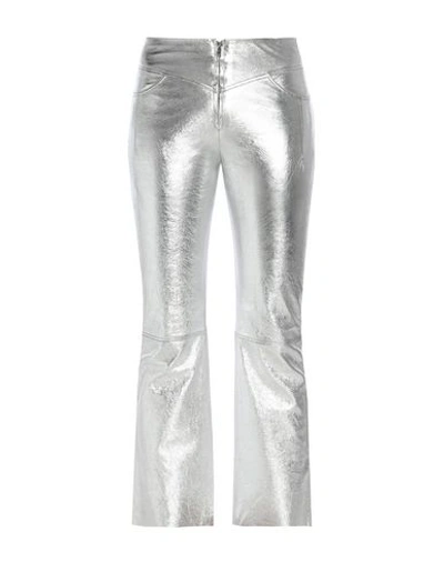 Shop Sandro Woman Pants Silver Size 1 Lambskin