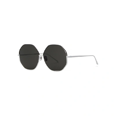 Shop Linda Farrow Luxe 1009 C4 Oversized Sunglasses In Grey