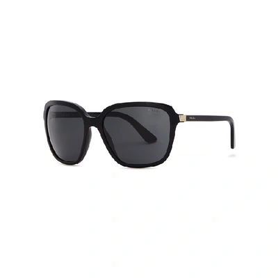 Shop Prada Black Oversized Sunglasses In Black And Other