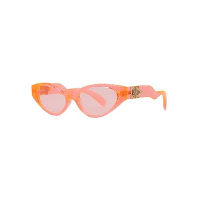 Shop Versace Neon Pink Cat-eye Sunglasses