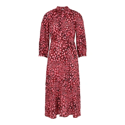 Shop Cefinn Burgundy Leopard-print Silk Midi Dress