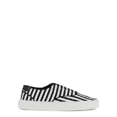 Shop Saint Laurent Venice Black And White Canvas Sneakers