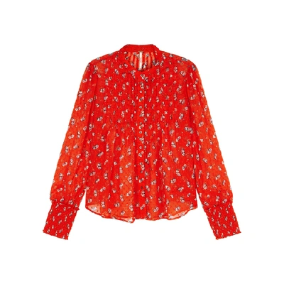 Shop Free People Flowers In December Red Chiffon Blouse