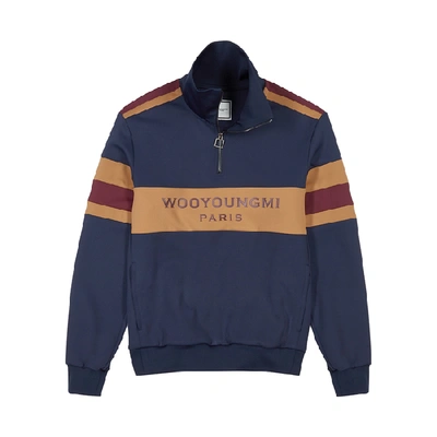 Shop Wooyoungmi Navy Striped Neoprene Sweatshirt
