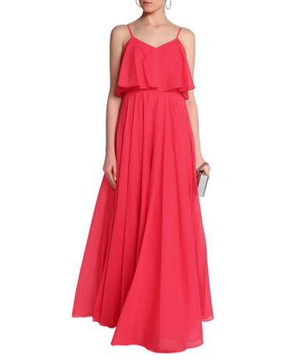 Shop Halston Heritage Long Dresses In Coral