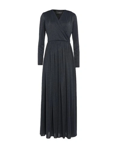 Shop Atos Lombardini Long Dresses In Dark Blue